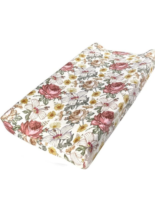 iEvolve iEvolve Changing Pad Cover Ultra Soft Minky Dots Changing Table Cover Breathable Changing Table Sheet Diaper Changing Pad Cover for Baby Boys Girls (Blossom) - Image 1