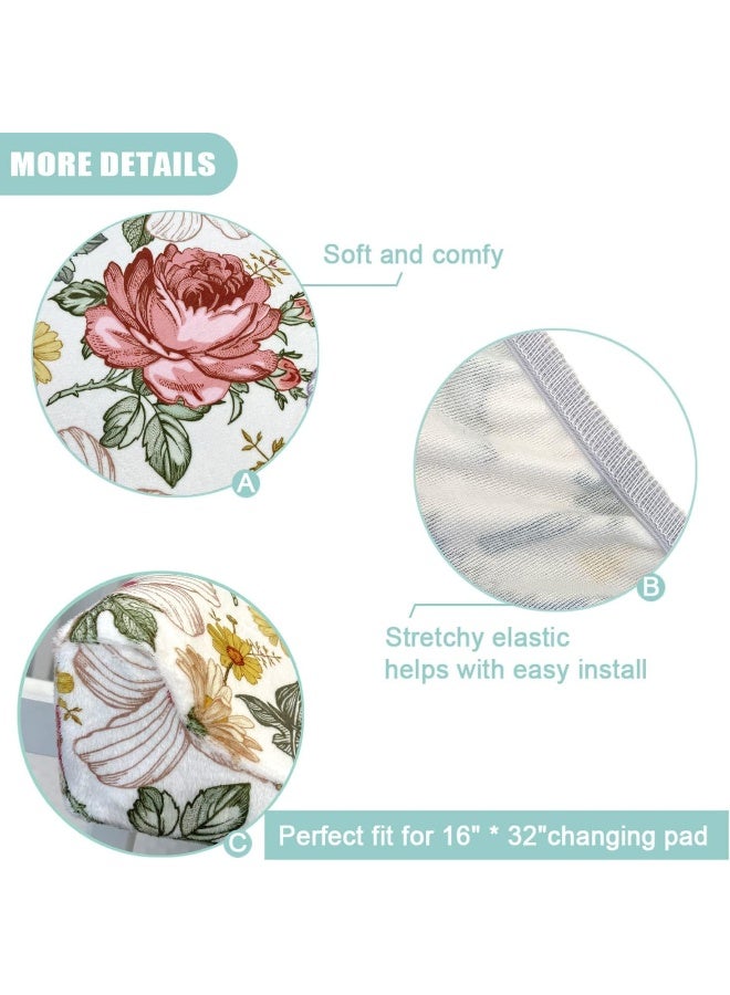 iEvolve iEvolve Changing Pad Cover Ultra Soft Minky Dots Changing Table Cover Breathable Changing Table Sheet Diaper Changing Pad Cover for Baby Boys Girls (Blossom) - Image 3