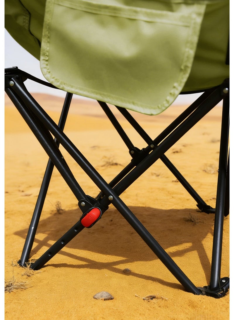 BS Folding chair filled with cotton | Portable  Seat for Adults | Detachable footrest | Multi-Purpose Chair for Camping, Hiking, Car Travel, Road Trips, Beach, Disaster Preparedness, Outdoor Survival （Green） - Image 4