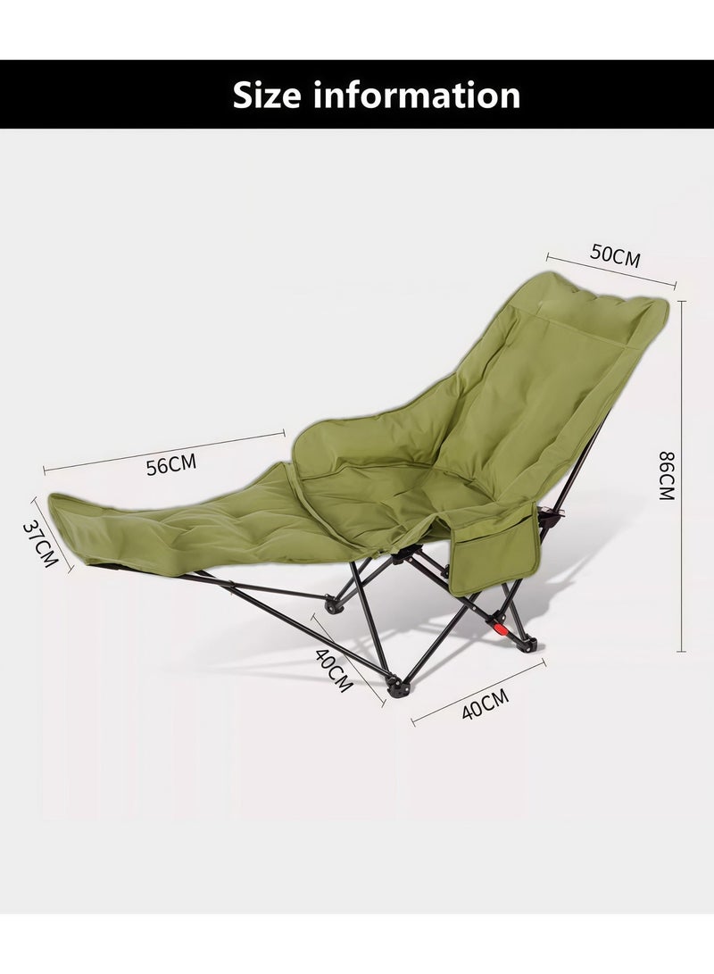 BS Folding chair filled with cotton | Portable  Seat for Adults | Detachable footrest | Multi-Purpose Chair for Camping, Hiking, Car Travel, Road Trips, Beach, Disaster Preparedness, Outdoor Survival （Green） - Image 2