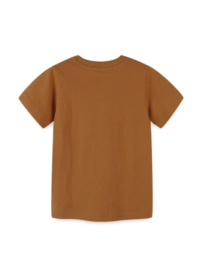 YUNIQEE Brown Printed Round Neck Cotton T-shirt