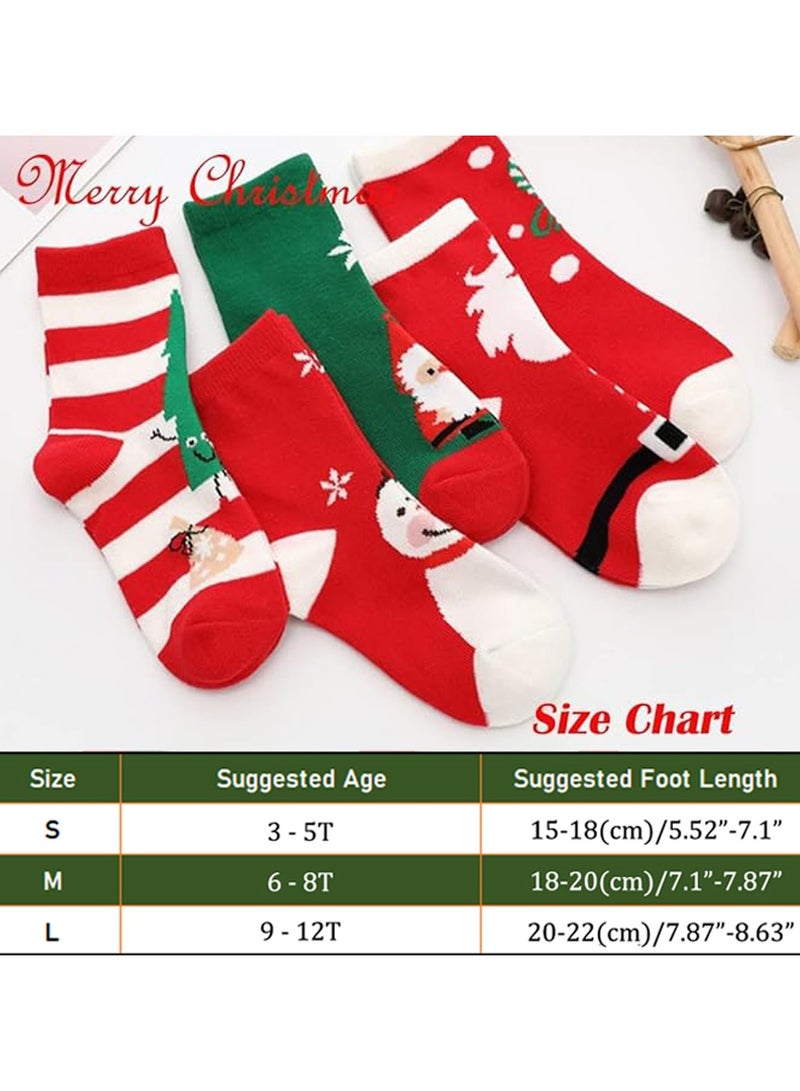 VUCATIN 5 أزواج من جوارب عيد الميلاد للأطفال، جوارب كلاسيكية مريحة وناعمة ودافئة من القطن لعطلة رأس السنة الجديدة للأولاد والبنات والأطفال من الجنسين - Image 2