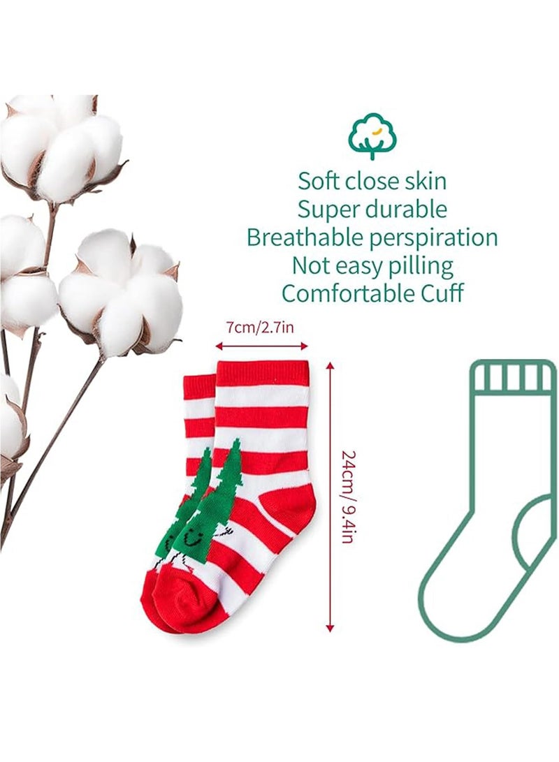 VUCATIN 5 أزواج من جوارب عيد الميلاد للأطفال، جوارب كلاسيكية مريحة وناعمة ودافئة من القطن لعطلة رأس السنة الجديدة للأولاد والبنات والأطفال من الجنسين - Image 5