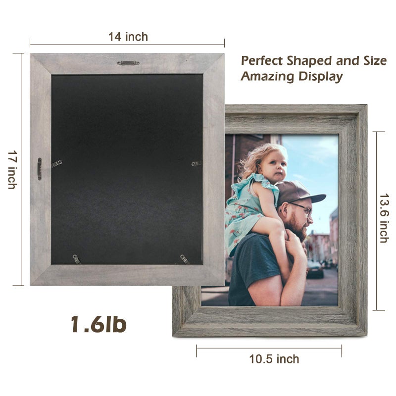 Eosglac Rustic 11x14 Picture Frame, Wooden Photo Frames with Plexiglass Front for Wall Mounting Display, Grey-brown - Image 3