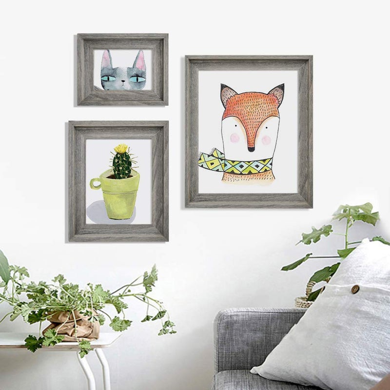 Eosglac Rustic 11x14 Picture Frame, Wooden Photo Frames with Plexiglass Front for Wall Mounting Display, Grey-brown - Image 2