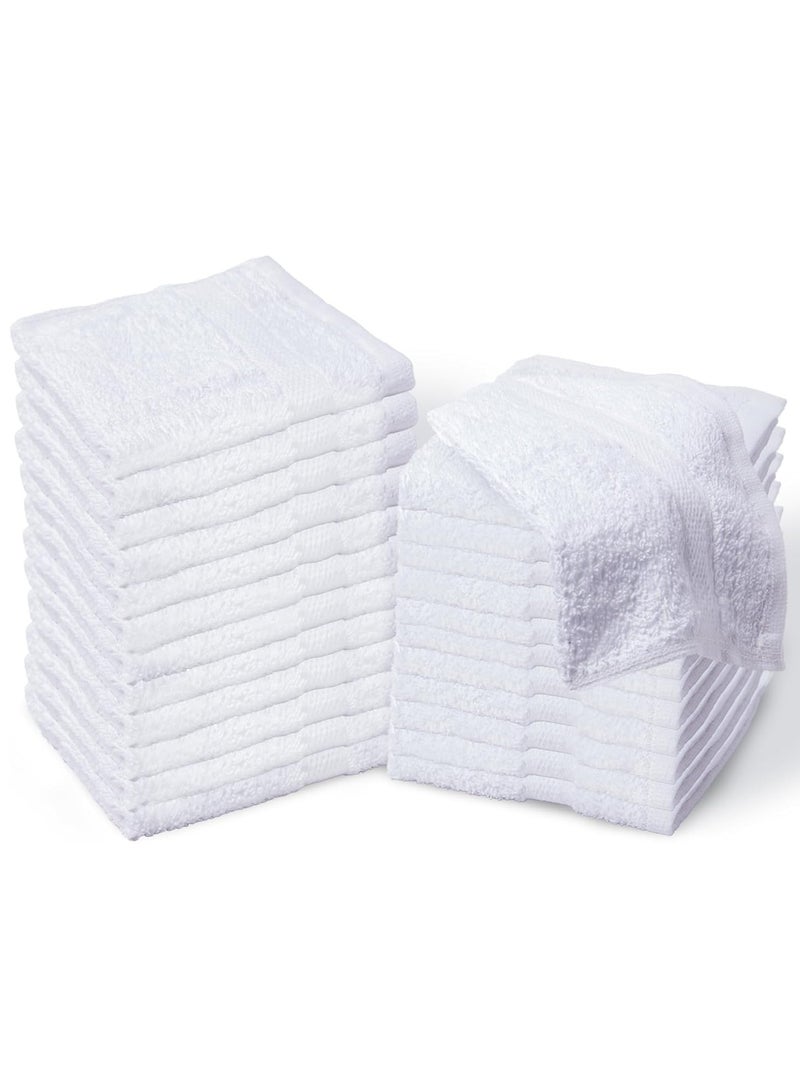 DESKET 24 Pack Premium White Washcloths & Face Towels – 13x13 Inches (33x33 cm) – 100% Cotton, Soft & Absorbent, Multipurpose Towel Set for Bathroom, Gym, Spa & Hotel - Image 1