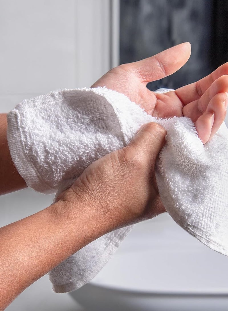 DESKET 24 Pack Premium White Washcloths & Face Towels – 13x13 Inches (33x33 cm) – 100% Cotton, Soft & Absorbent, Multipurpose Towel Set for Bathroom, Gym, Spa & Hotel - Image 2