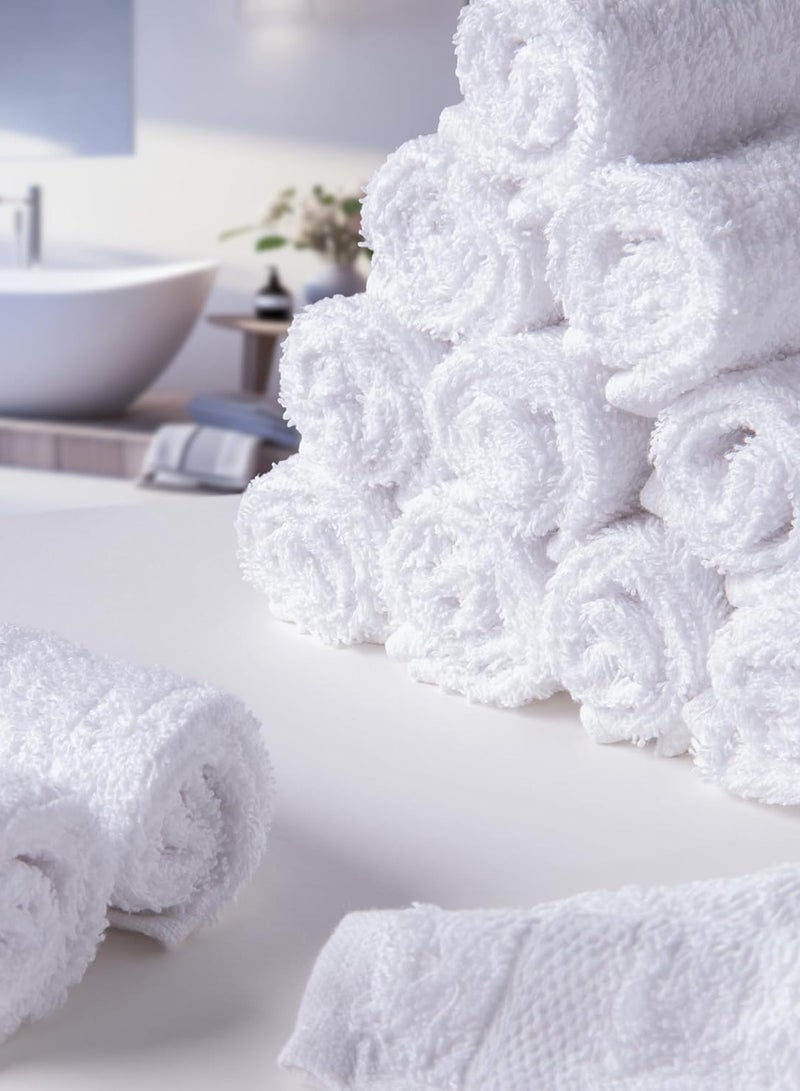 DESKET 24 Pack Premium White Washcloths & Face Towels – 13x13 Inches (33x33 cm) – 100% Cotton, Soft & Absorbent, Multipurpose Towel Set for Bathroom, Gym, Spa & Hotel - Image 4