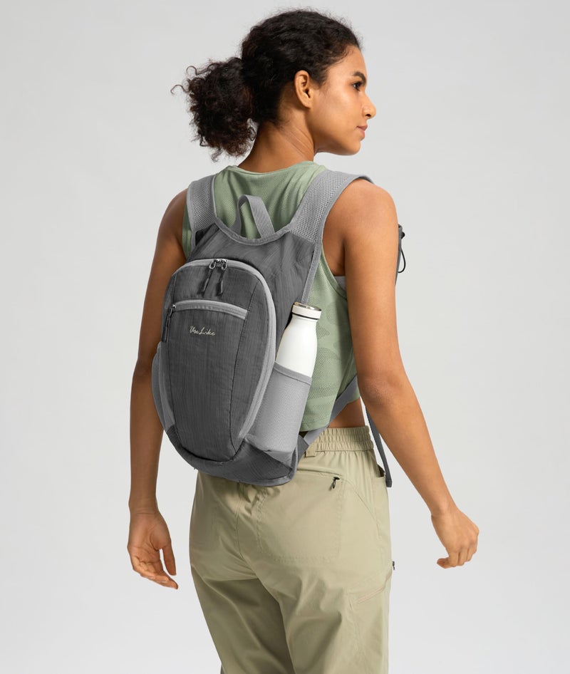 Uselike 10L Small Hiking Backpack Travel Daypack Lightweight Packable Back Pack for Women Men(Iron Grey) - Image 3
