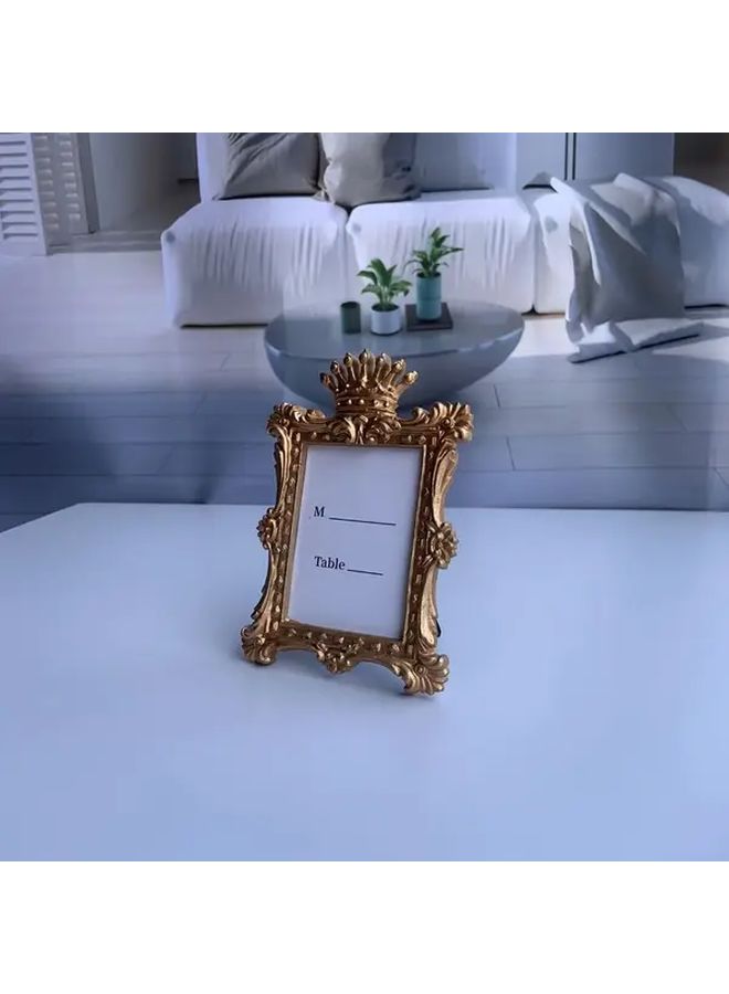 Golden Crown Top Resin Photo Frame Vertical Rectangular Desktop Display For Home Decor Ornate Detailed Craftsmanship - Image 5