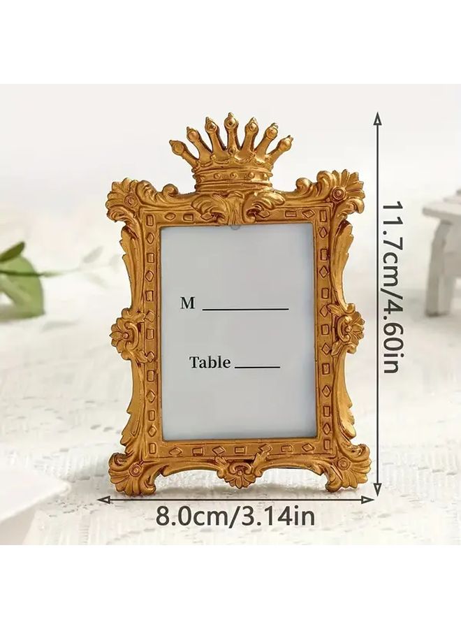 Golden Crown Top Resin Photo Frame Vertical Rectangular Desktop Display For Home Decor Ornate Detailed Craftsmanship - Image 3