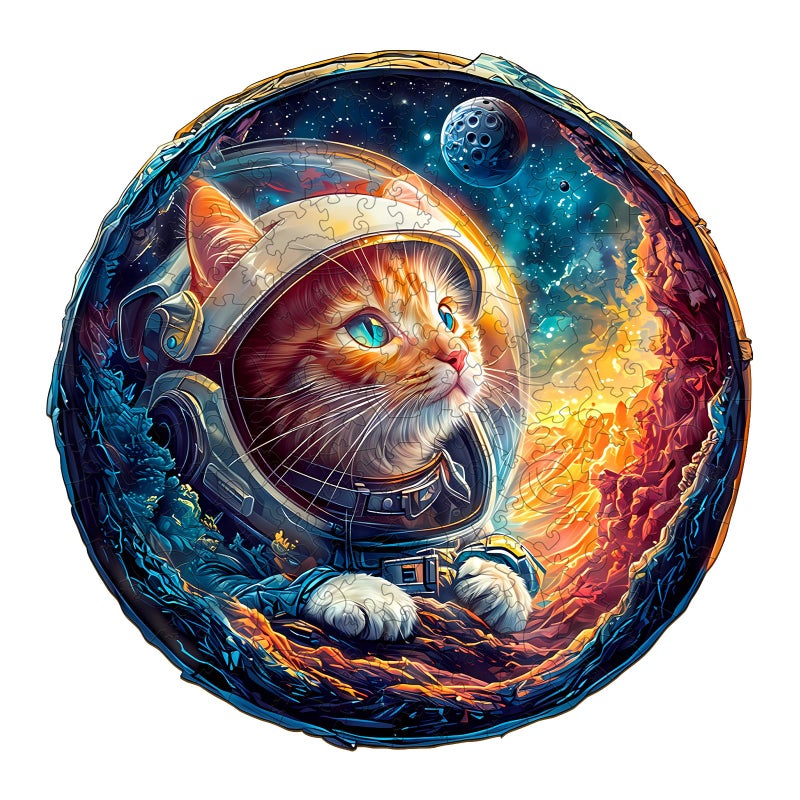 Purdicra Wooden Jigsaw Puzzles Space Cat Wooden Puzzles for Adults with Unique Shape Adult Jigsaw Puzzle Birthday Gifts for Adults 114x113200pcs - Image 3
