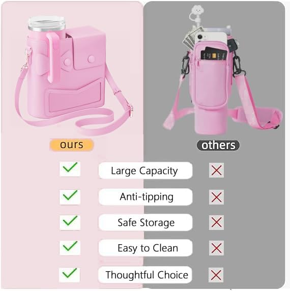 BBIQI Stanley Cup Purse Outdoor Portable Crossbody Water Cup Storage Bag for Stanley Bag with Strap - Image 4