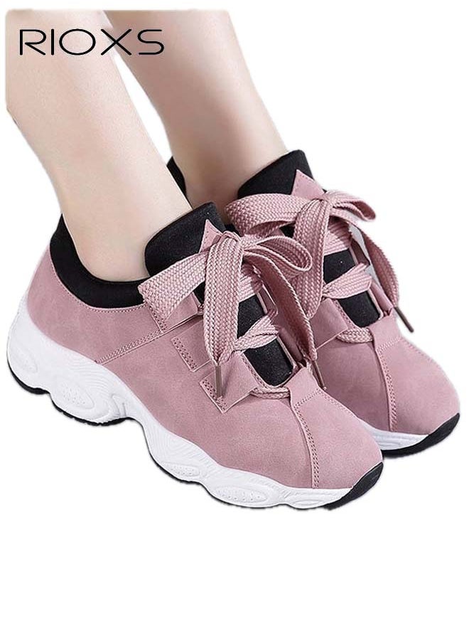 RIOXS Women's Sneaker, Breathable Platform Sports Shoes For Women, Fashion Wild Shoes For Jogging Walking Running, Casual Trainers For Shopping Traveling, Ladies Footwear, Comfy Lightweight Athletic Shoe, Non-slip Tennis Shoes, Ladies Athlesiure Trainers  - Image 1