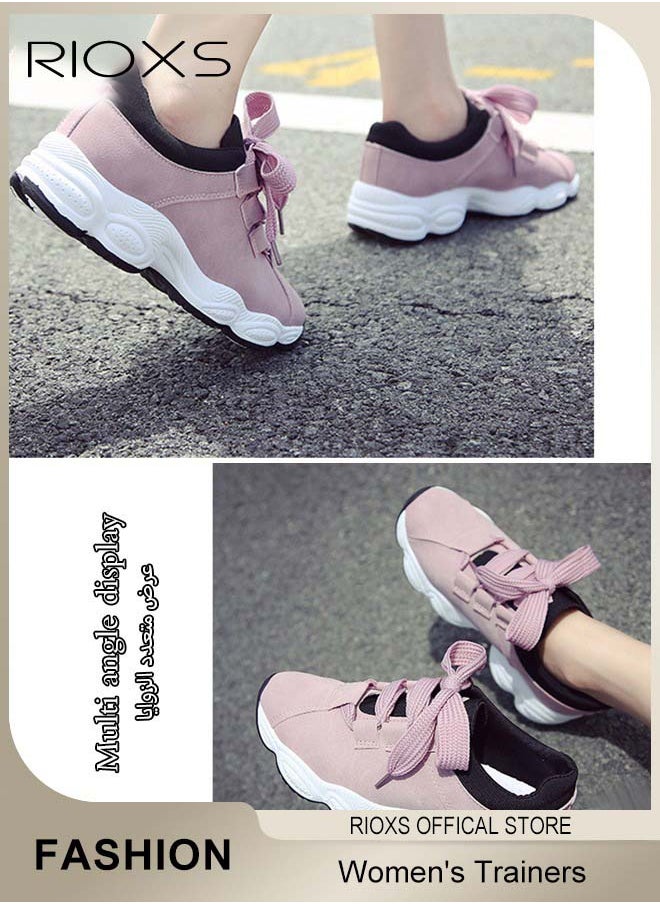 RIOXS Women's Sneaker, Breathable Platform Sports Shoes For Women, Fashion Wild Shoes For Jogging Walking Running, Casual Trainers For Shopping Traveling, Ladies Footwear, Comfy Lightweight Athletic Shoe, Non-slip Tennis Shoes, Ladies Athlesiure Trainers  - Image 3
