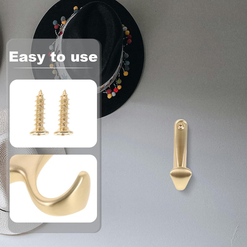 DOITOOL Decorative Wall Hook Single Coat Hook Copper Brushed Metal Wall-Mounted for Home Storage Entryway Closet Coat Rack - Image 5