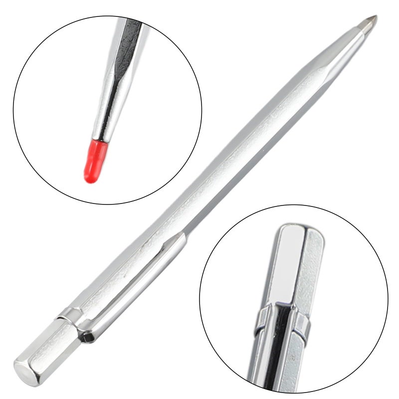 Tungsten Carbide Tip Scriber Pen for Marking Hard Metal Glass Ceramics Silver 14 5cm - Image 3