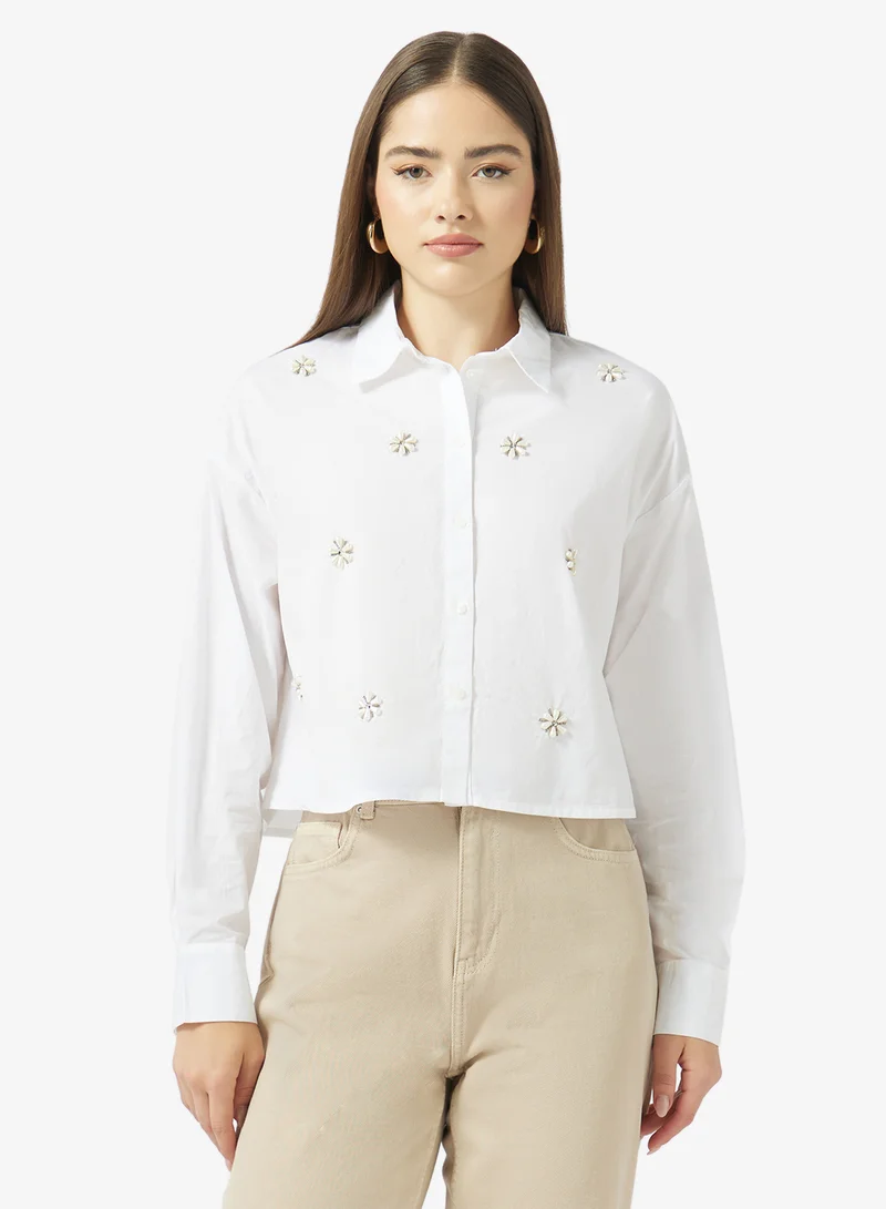 ONLY Printed Long Sleeve Short Shirt