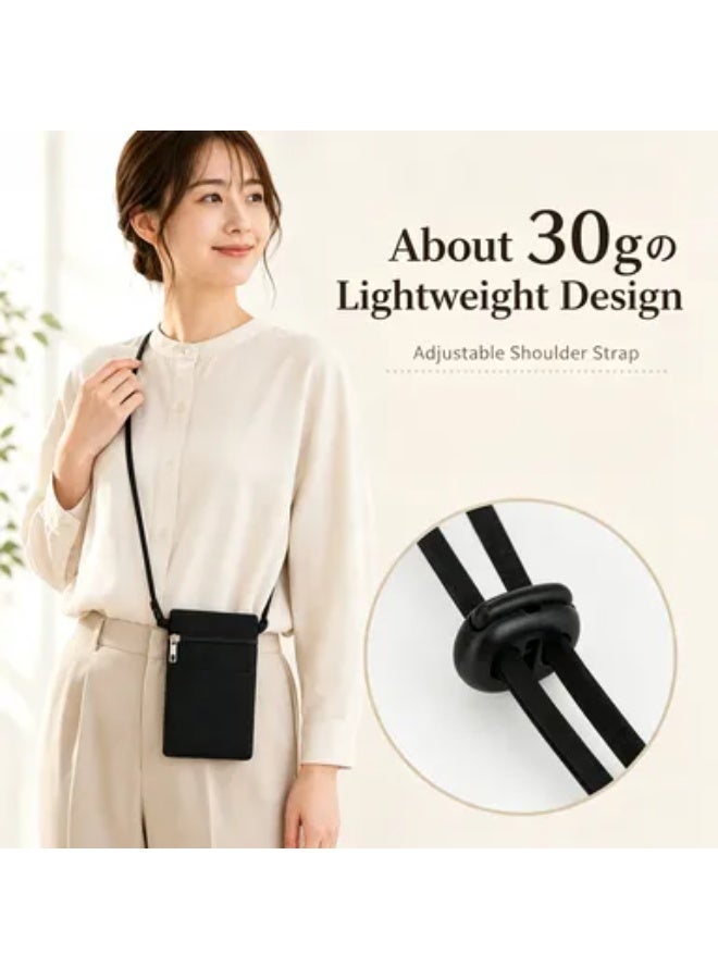 Mini Black Canvas Crossbody Phone Bag, Lightweight Small Cell Phone Shoulder Pouch with Adjustable Strap, Multi‑Pocket Zipper Purse for Cards Keys Earphones, Portable Daily Travel Casual Cross‑Body Bag for Men Women - Image 4