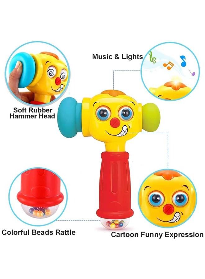 BAYBEE Funny Face Musical Hammer Toy For Kids, Baby Toys With Rattles Funny Changeable Eyes Rubber Hammer Music Light Sound Musical Toys For Kids Baby Hammer Toy For 6 To 18 Months Boys Girls - Image 3