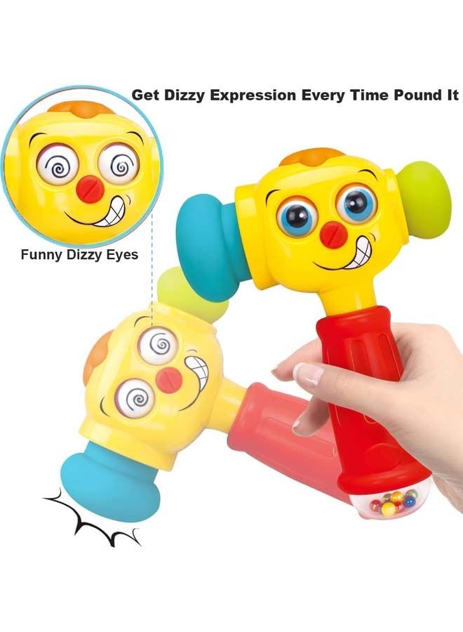 BAYBEE Funny Face Musical Hammer Toy For Kids, Baby Toys With Rattles Funny Changeable Eyes Rubber Hammer Music Light Sound Musical Toys For Kids Baby Hammer Toy For 6 To 18 Months Boys Girls - Image 4