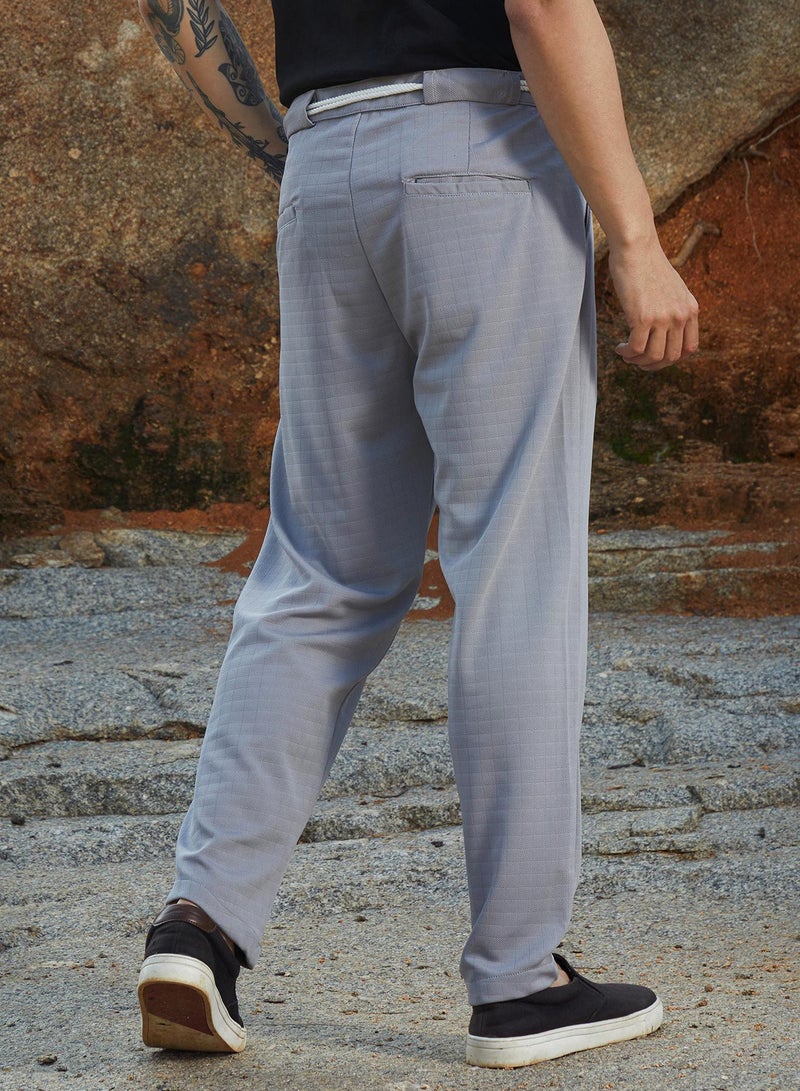 Campus Sutra Campus Sutra Men's Chalk White Korean Tailored Trousers For Casual Wear | Regular Fit | Low-Rise | Button Closure | Trousers Crafted With Comfort Fit For Everyday Wear - Image 3