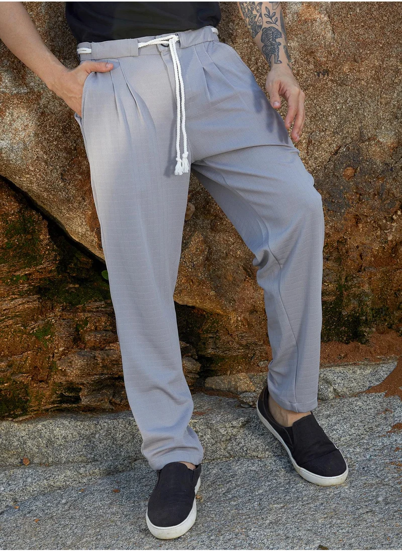 كامبوس سوترا Campus Sutra Men's Chalk White Korean Tailored Trousers For Casual Wear | Regular Fit | Low-Rise | Button Closure | Trousers Crafted With Comfort Fit For Everyday Wear