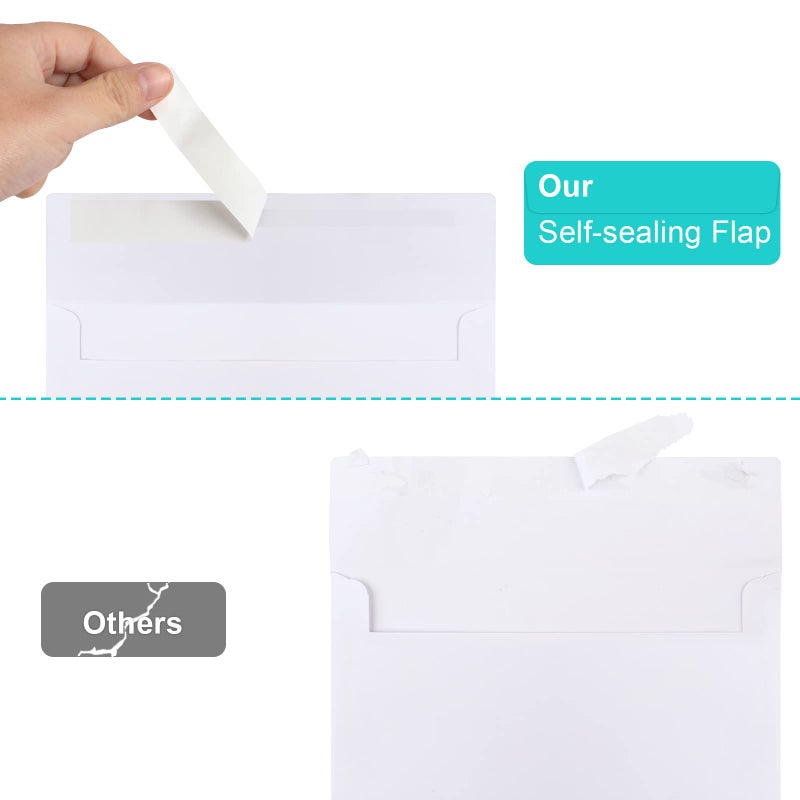 Joyberg 50 Packs 5x7 Envelopes, White A7 5x7 Envelopes for Invitations, Printable, Self Seal for Weddings, Photos, Postcards, Greeting Cards, Mailing - Image 3