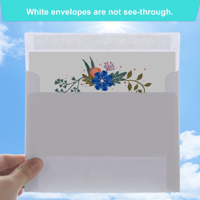 Joyberg 50 Packs 5x7 Envelopes, White A7 5x7 Envelopes for Invitations, Printable, Self Seal for Weddings, Photos, Postcards, Greeting Cards, Mailing - Image 4