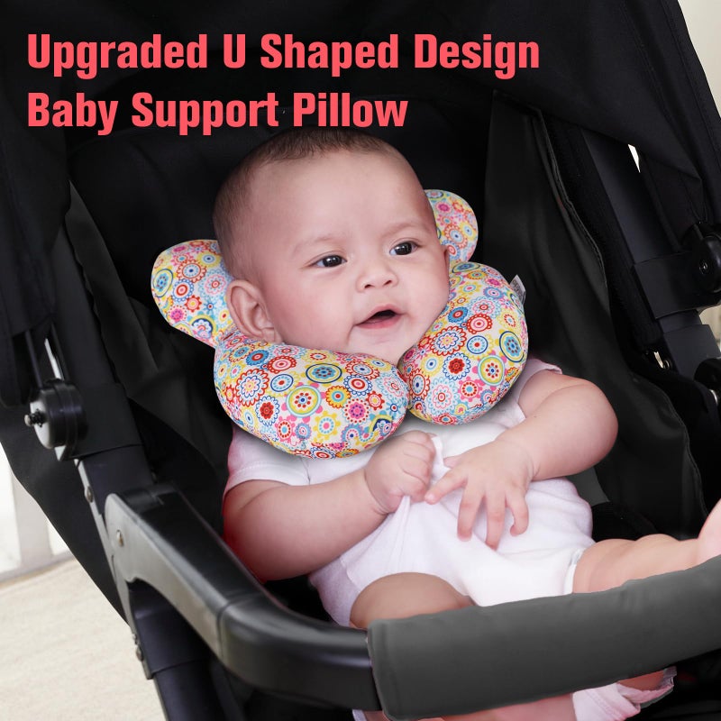 KAKIBLIN Baby Neck Pillow, Upgraded Baby Support Pillow,Baby Neck Support Pillow for Carseat, Newborn Neck Support for Car Seat,Pushchair,Travel (Flower) - Image 3
