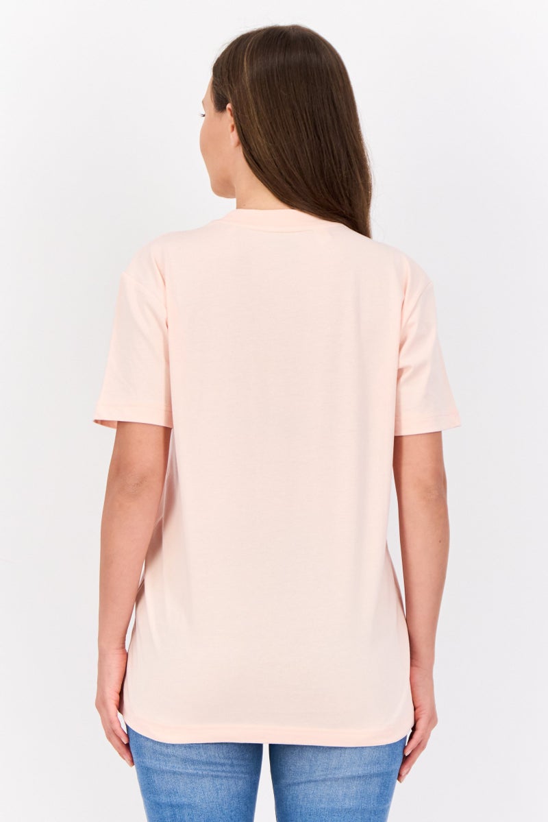 ESPRIT Women Crew Neck Short Sleeves Brand Logo T-Shirt, Peach - Image 3