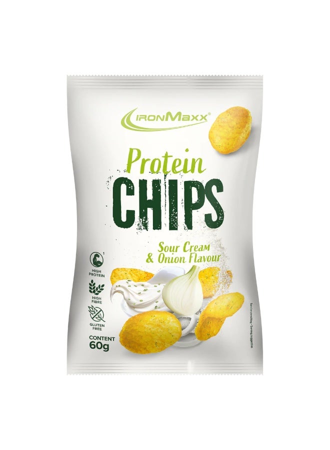 IronMaxx Protein Chips 3.0 | 12 x 60g | Sour Cream & Onion Flavour - Image 1