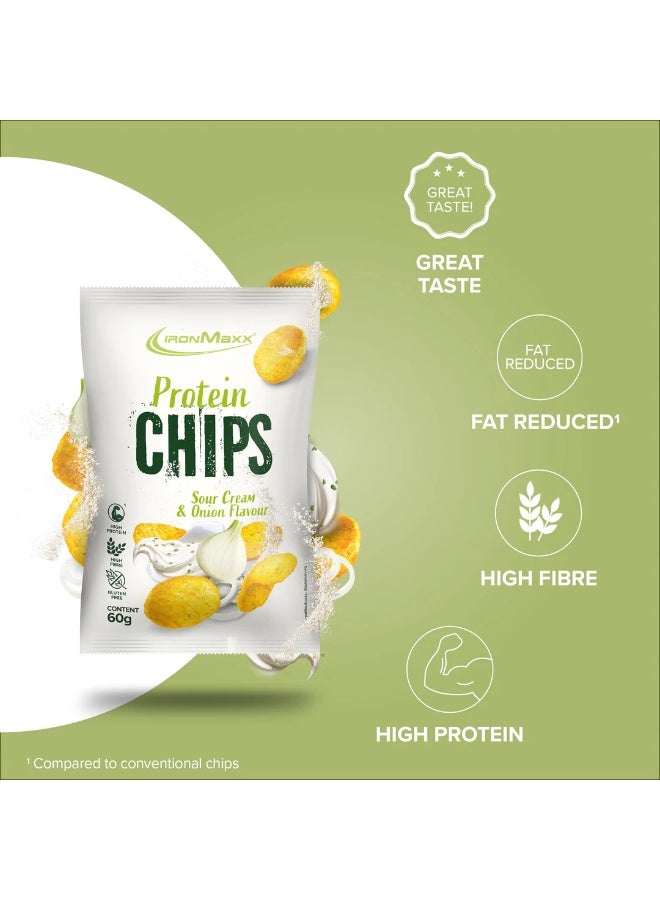 IronMaxx Protein Chips 3.0 | 12 x 60g | Sour Cream & Onion Flavour - Image 2