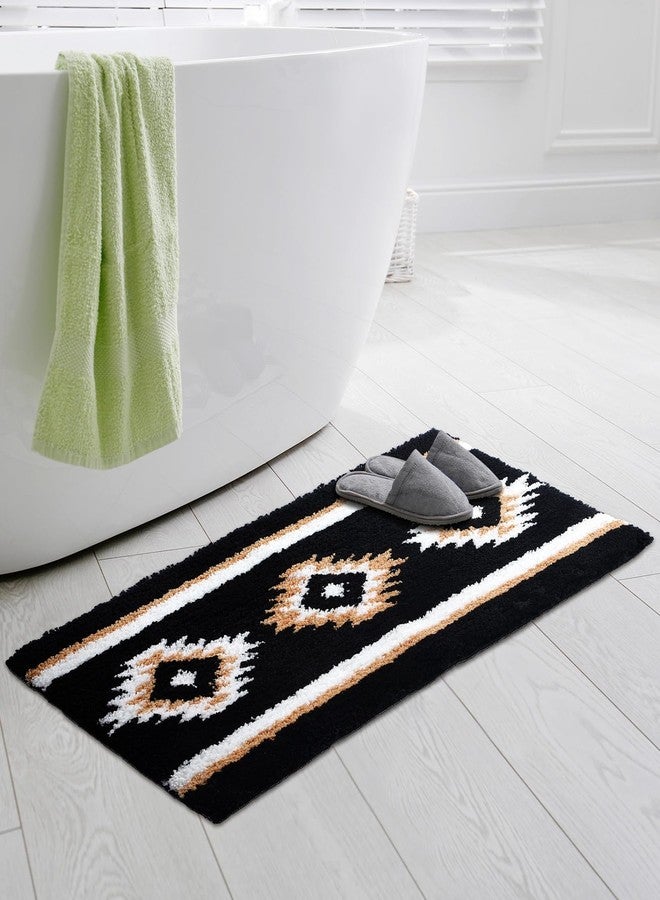 Tinideya 24x18 Inch Western Bathroom Rugs Boho Aztec Bath Mat Non Slip Native Tribal Rustic Geometric Soft Absorbent Carpet for Bathroom Shower Kitchen(Black) - Image 5