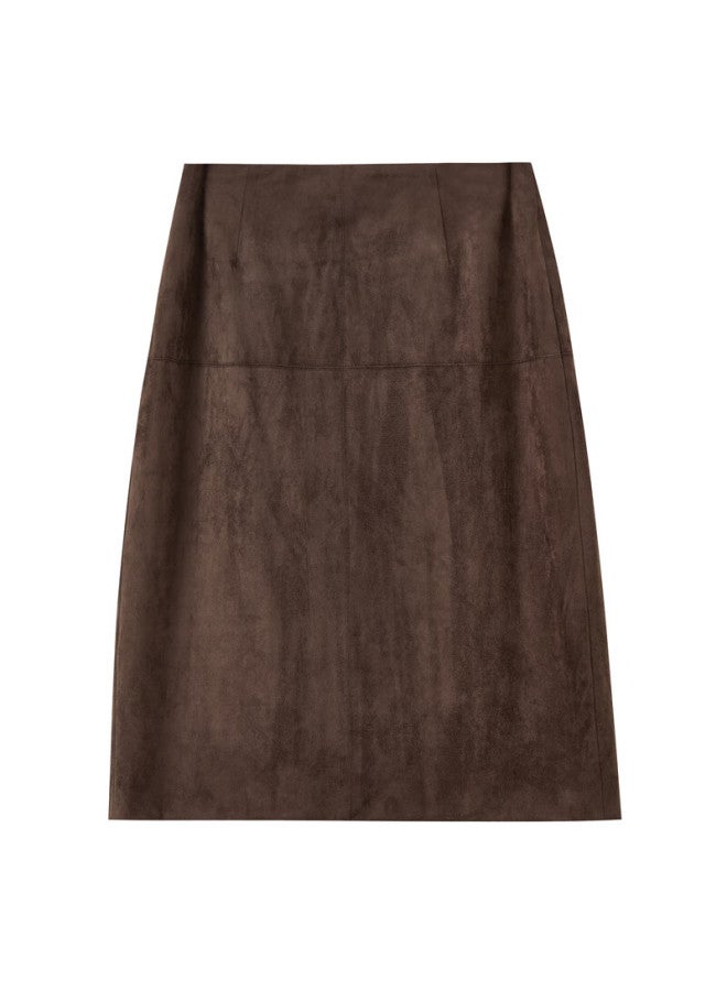Sentubila Pee Velvet Midi Skirt For Women Autumn Elegant Split Straight Slim Fit Age-reducing Skirt
