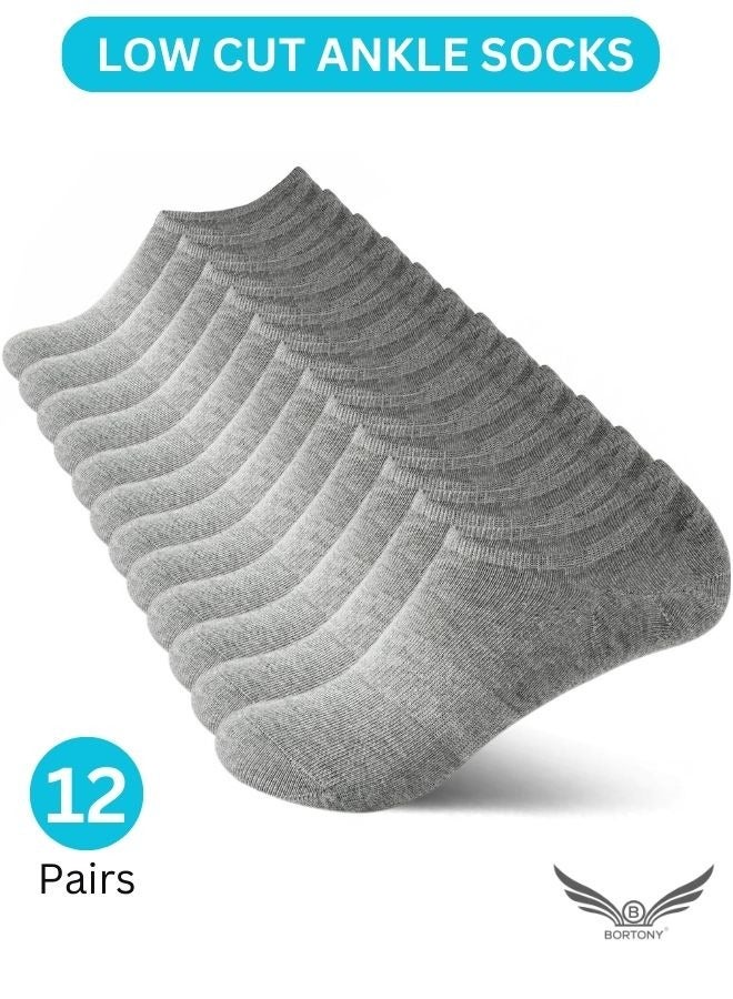 BORTONY 12 Pairs Low Cut Ankle Socks for Men/Women Thin Breathable Summer Comfort Low Cut Socks - Image 1