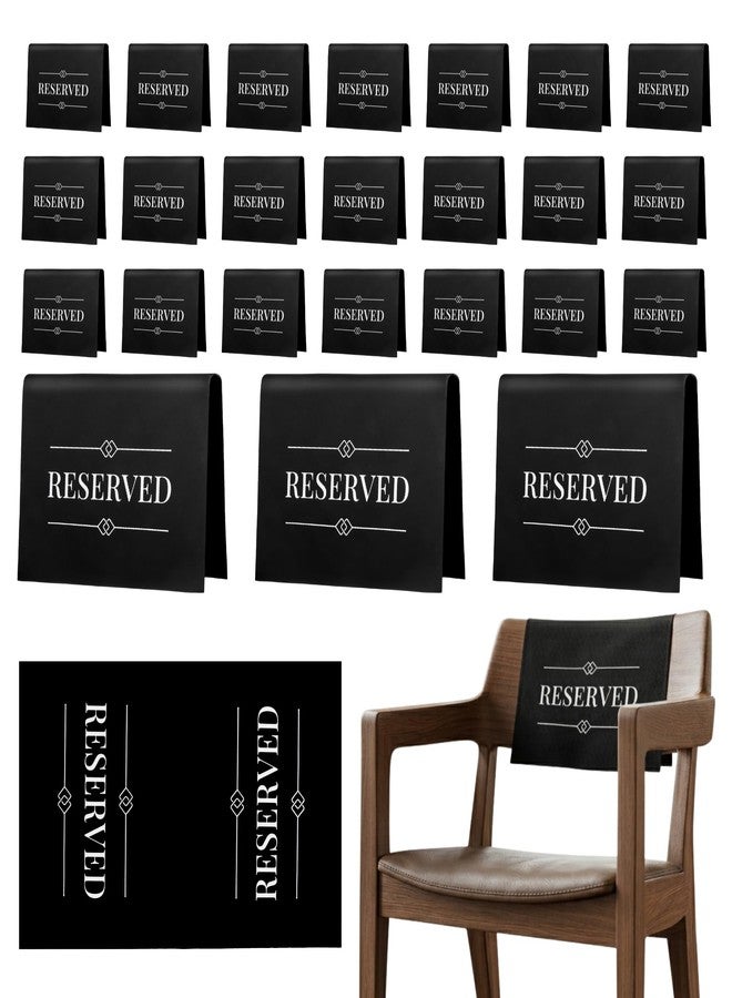 ADAPTIC GROUP Reserved Seating Signs for Chairs, Black Fabric 24 Pack, Reserved Chair and Pew Signs for Weddings, Funerals, Banquets, Recitals, Church Services, Restaurants, Reusable, Adaptic Group - Image 1