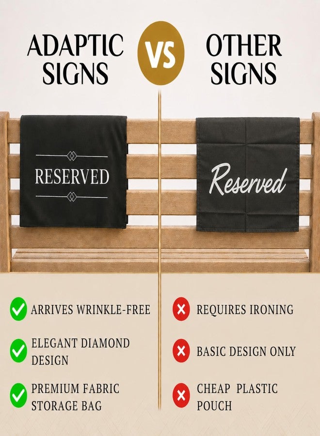 ADAPTIC GROUP Reserved Seating Signs for Chairs, Black Fabric 24 Pack, Reserved Chair and Pew Signs for Weddings, Funerals, Banquets, Recitals, Church Services, Restaurants, Reusable, Adaptic Group - Image 3