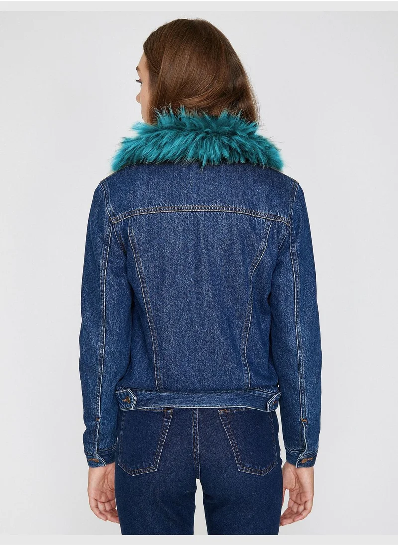 كوتون Faux Fur Detailed Jean Jacket