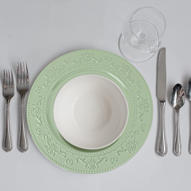Brightalk 13-Inch Charger Plates, 6Pcs Dinner Plate Chargers Round Server Ware Compatible with Ceramic/china tableware, Green - Image 4