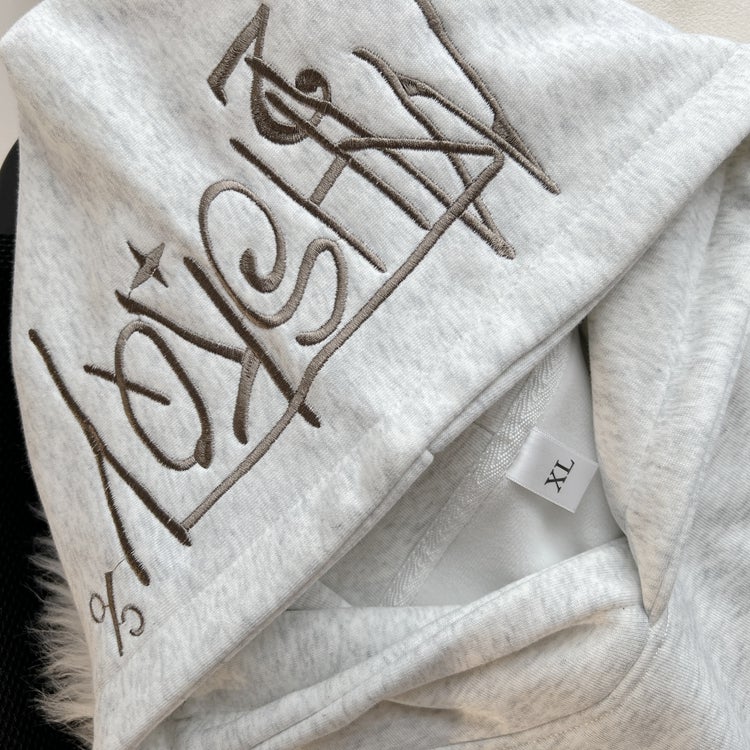 Heavy Industry Letter Embroidery ~ Hooded Sweatshirt Men'S Heavy Fleece-Lined High Street American Loose All-Match Fashion Boys - Image 2
