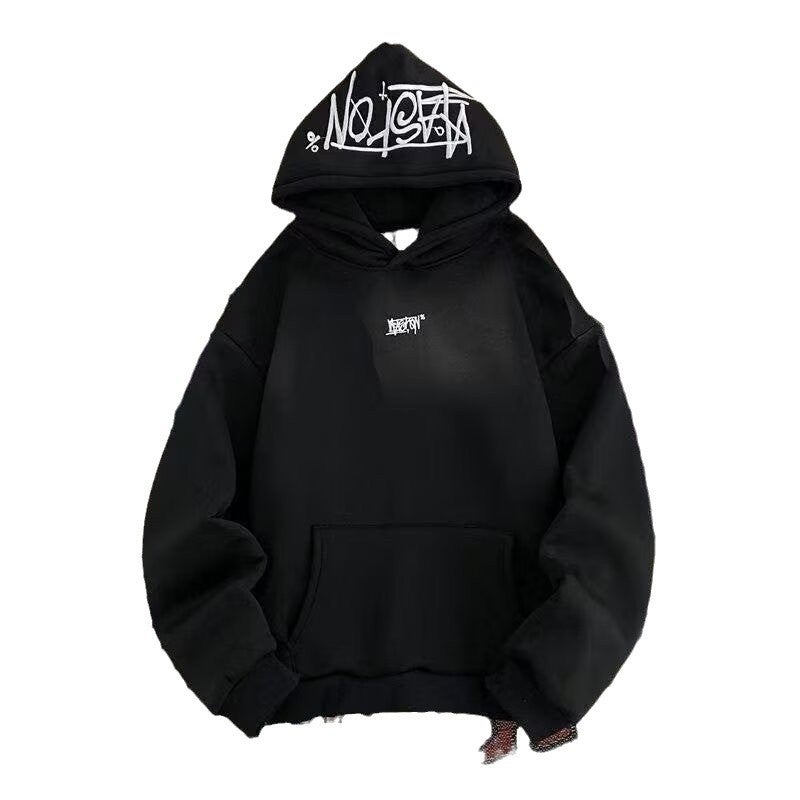Heavy Industry Letter Embroidery ~ Hooded Sweatshirt Men'S Heavy Fleece-Lined High Street American Loose All-Match Fashion Boys - Image 5
