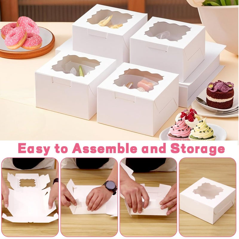 LTWQLing 50pcs White Cookie Boxes,4x4x2.5 Inches Bakery Boxes with Window,with Stickers, for Mini Cake Treat Dessert Pastry Donuts Macaroon Strawberries Chocolate Candy - Image 5