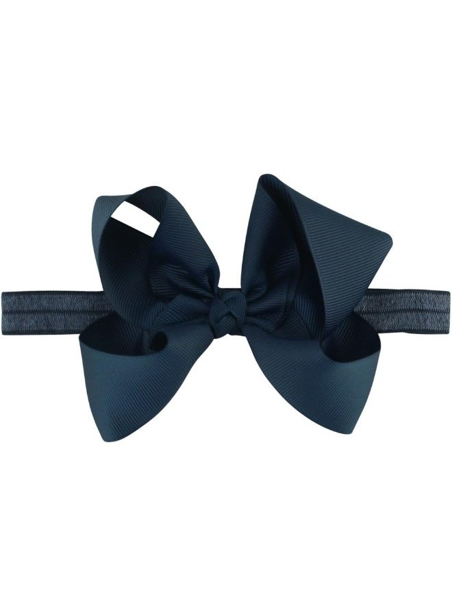 RuffleButts Girls Navy Bow Headband - One Size - Image 1