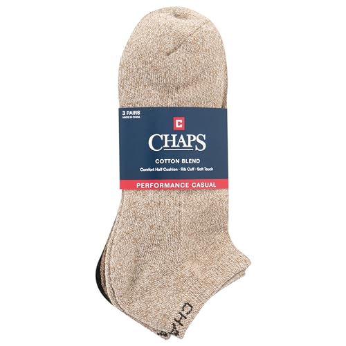 Chaps Men's Marl Low Cut Dress Socks-3 Pair Pack-Casual Comfortable Cotton Blend, Khaki Assorted, Shoe Size: 6-12 - Image 4