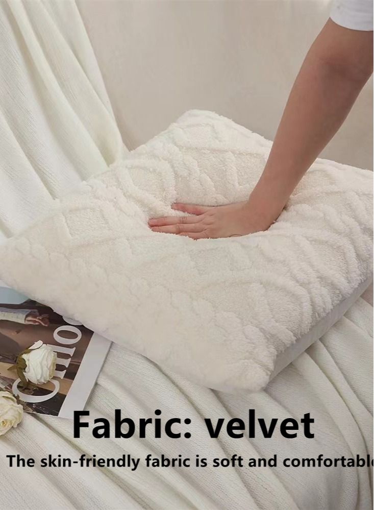 Kutis غطاء وسادة مكون من 4 قطع مخملي أبيض 45 × 45 سنتيمتر  - Image 1