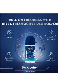 Nivea Nivea Antiperspirant for Men Roll on Fresh Active 50 ML  - Image 4