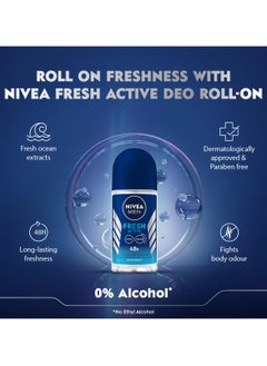 Nivea Nivea Antiperspirant for Men Roll on Fresh Active 50 ML  - Image 5