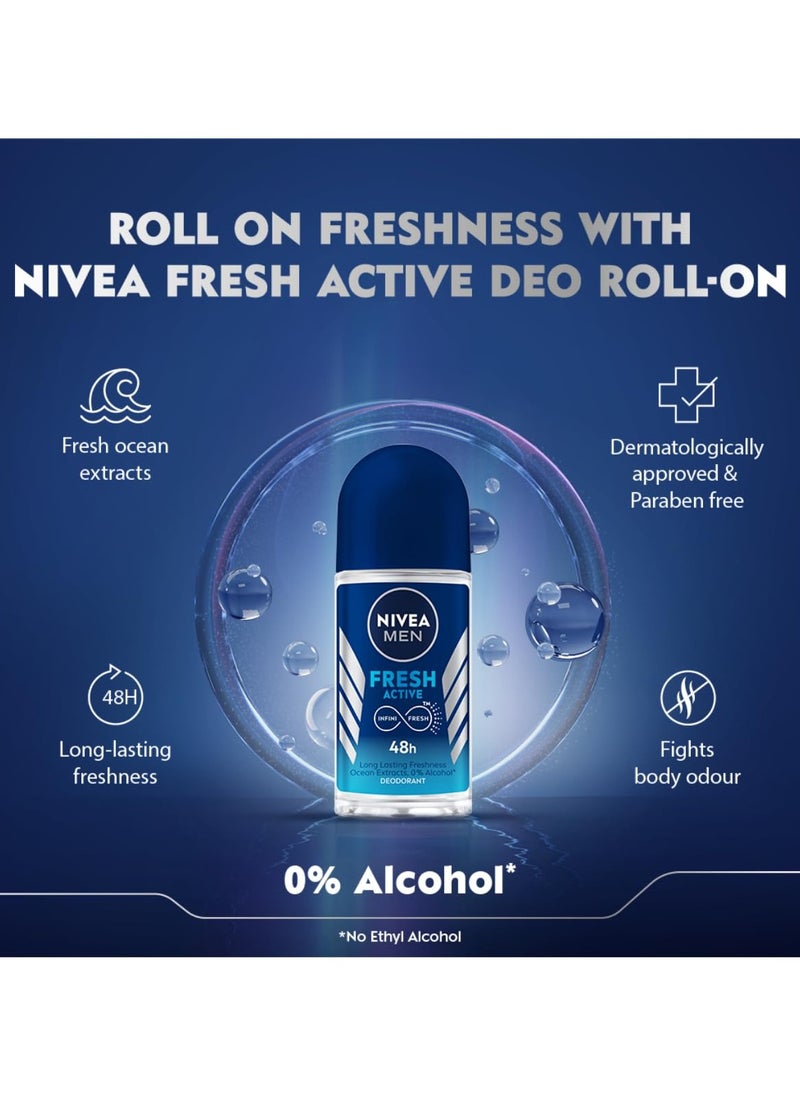 Nivea - Nivea Antiperspirant for Men Roll on Fresh Active 50 ML - Image 1