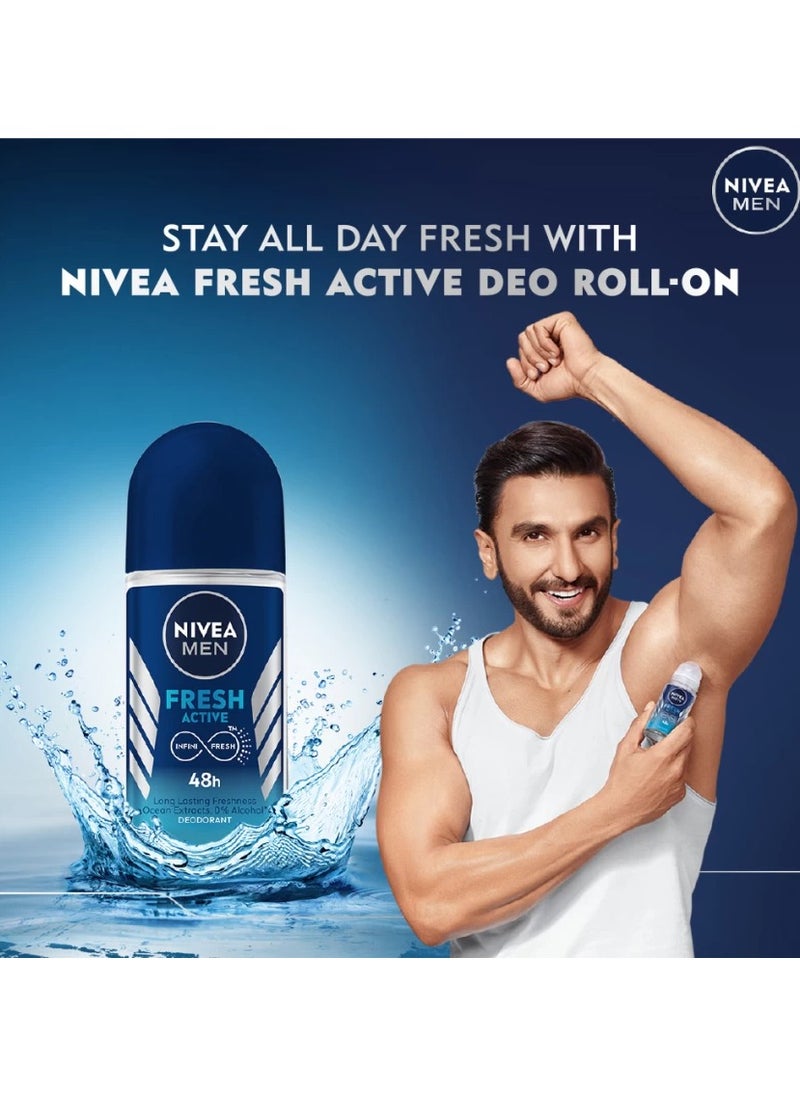 Nivea - Nivea Antiperspirant for Men Roll on Fresh Active 50 ML - Image 1